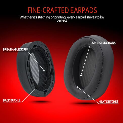 وسائد أذن Krone Kalpasmos لهاتف Sony WH-H900N، متوافقة مع سماعات الرأس Sony MDR-100ABN فوق وسادة الأذن، قطعة بديلة من الجلد البروتيني من إسفنج الذاكرة الناعم، قطعة إصلاح سماعة الأذن Sony، مع حقيبة PU (رمادي) in Kuwait