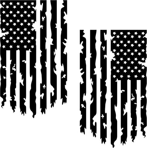 Distressed American USA US Flag Truck Tailgate Vinyl Decal - 2 Pack - Compatible with Most Pickup Trucks EUA Flag - Graphic Car, Tailgate Stickers (10" x 18", Black) in Saudi Arabia