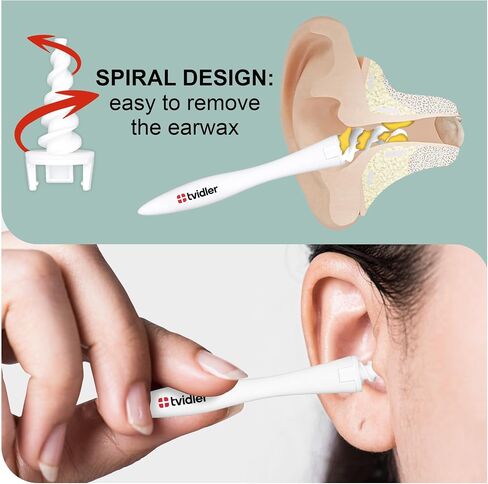 Tvidler Spiral Ear Wax Removal Kit - The Safe, Effective, Comfortable and Eco-Friendly EarWax Cleaning Solution. Ear wax cleaner comes with 6 reusable tips in Saudi Arabia