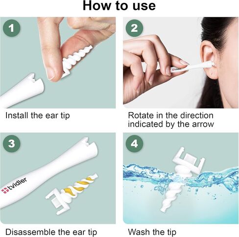 Tvidler Spiral Ear Wax Removal Kit - The Safe, Effective, Comfortable and Eco-Friendly EarWax Cleaning Solution. Ear wax cleaner comes with 6 reusable tips in Saudi Arabia