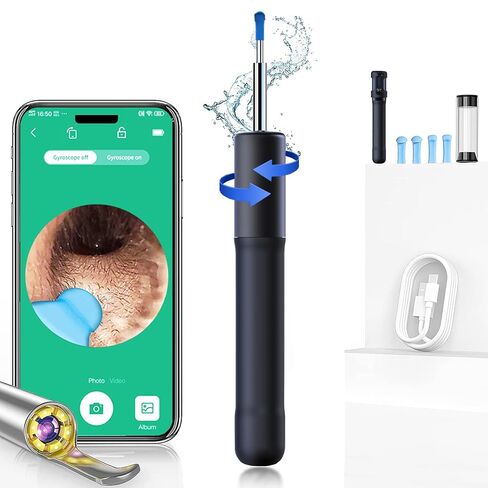 Ear Wax Removal - Earwax Remover Tool with 6 Pcs Ear Set - Ear Cleaner with Camera - Earwax Removal Kit with Light - Ear Camera with 6 Ear Spoon - Ear Cleaner in Saudi Arabia