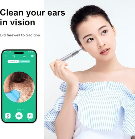 Ear Wax Removal - Earwax Remover Tool with 6 Pcs Ear Set - Ear Cleaner with Camera - Earwax Removal Kit with Light - Ear Camera with 6 Ear Spoon - Ear Cleaner in Saudi Arabia