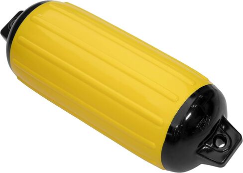 Taylor Made Super Gard Inflatable Vinyl Boat Fender 6.5" x 22", Double-Molded Ends, Fits 5/8" Lines, for Boats 15-35', Ribbed Design, Rubber Football Needle Inflation, Yellow - 2020108281 in Saudi Arabia