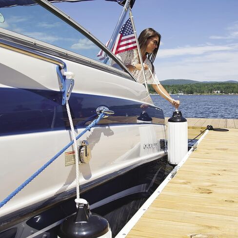 Taylor Made Super Gard Inflatable Vinyl Boat Fender 6.5" x 22", Double-Molded Ends, Fits 5/8" Lines, for Boats 15-35', Ribbed Design, Rubber Football Needle Inflation, Yellow - 2020108281 in Saudi Arabia