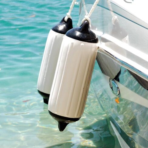 Taylor Made Super Gard Inflatable Vinyl Boat Fender 6.5" x 22", Double-Molded Ends, Fits 5/8" Lines, for Boats 15-35', Ribbed Design, Rubber Football Needle Inflation, Yellow - 2020108281 in Saudi Arabia