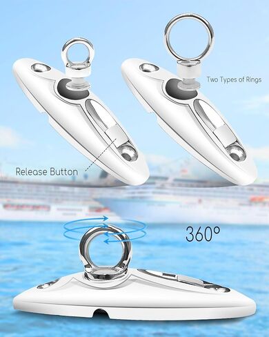 Quick Release Fender Hanger, 316 Stainless Steel Marine Fender Hanger for Pontoon Boat Top Hinges Swivel Side Mount Hinge with Screws and Two Different Sizes of Rings in Saudi Arabia