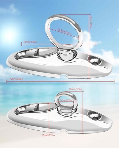 Quick Release Fender Hanger, 316 Stainless Steel Marine Fender Hanger for Pontoon Boat Top Hinges Swivel Side Mount Hinge with Screws and Two Different Sizes of Rings in Saudi Arabia