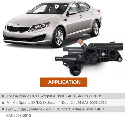Engine Coolant Thermostat Housing Compatible with Hyundai Sonata Kia Optima Rondo 2007-2010 2.4L Only #Replaces 25600-2G600 Coolant Temperature Control Assy in Saudi Arabia