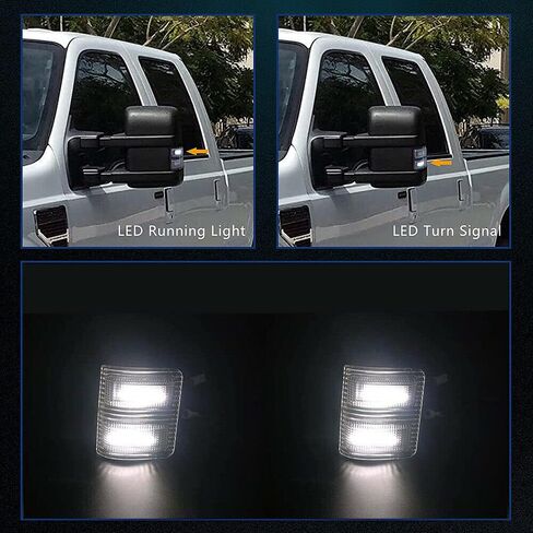 LED مرآة جانبية علامة بدوره أضواء إشارة مصباح وقوف السيارات متوافق مع 2008-2016 F250 F350 F450 F550 شاحنة بيك اب فائقة التحمل، جانب السائق وجانب الركاب (عدسة واضحة بيضاء LED) in Kuwait