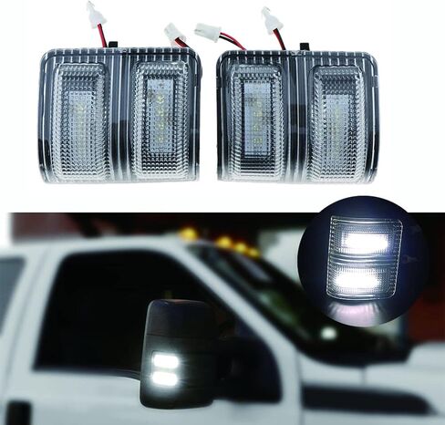 LED مرآة جانبية علامة بدوره أضواء إشارة مصباح وقوف السيارات متوافق مع 2008-2016 F250 F350 F450 F550 شاحنة بيك اب فائقة التحمل، جانب السائق وجانب الركاب (عدسة واضحة بيضاء LED) in Kuwait