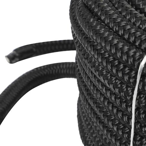 NovelBee 1/2" x 100' خط مرساة من النايلون مزدوج الجديلة مع كشتبان من الفولاذ المقاوم للصدأ، عبء عمل آمن: 1020 رطل؛ قوة الشد: 5100 رطل (أسود) in Kuwait