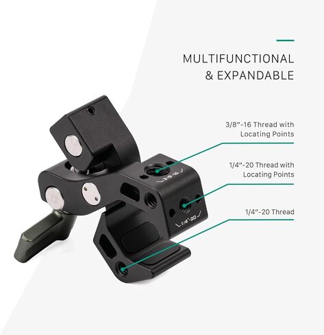 Tilta Accessory Mounting Clamp | Aluminum Alloy Construction | 1/4"-20 and 3/8"-16 Threads | Works with 13mm to 30mm Width Handlebars | Silicone Padding | Black | TA-AMC-B in Saudi Arabia