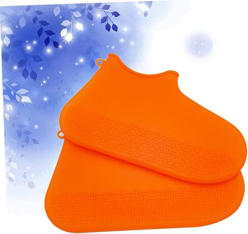 DOITOOL 1 Pair Rain Boot Covers Shoe Protectors Outdoor Hiking Shoe Covers Orange Silicone Shoes Case Anti-skid Overshoes Anti-slip Shoe Cover Thicken Snowshoe Covers Men and Women in Saudi Arabia