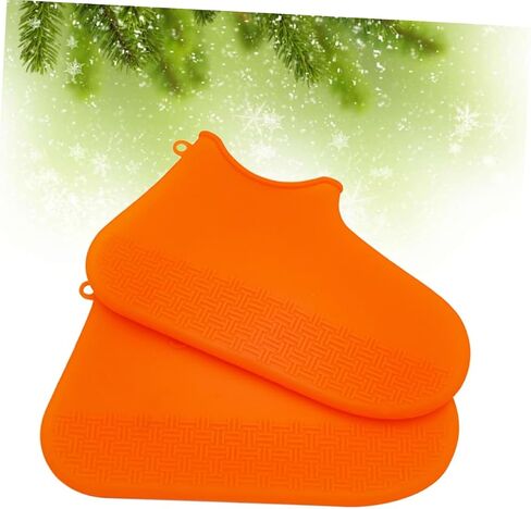 DOITOOL 1 Pair Rain Boot Covers Shoe Protectors Outdoor Hiking Shoe Covers Orange Silicone Shoes Case Anti-skid Overshoes Anti-slip Shoe Cover Thicken Snowshoe Covers Men and Women in Saudi Arabia