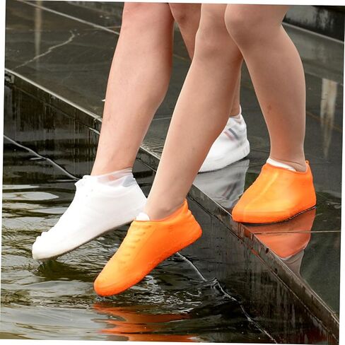 DOITOOL 1 Pair Rain Boot Covers Shoe Protectors Outdoor Hiking Shoe Covers Orange Silicone Shoes Case Anti-skid Overshoes Anti-slip Shoe Cover Thicken Snowshoe Covers Men and Women in Saudi Arabia