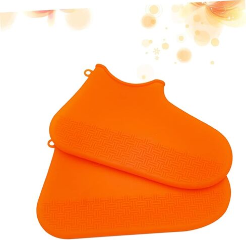 DOITOOL 1 Pair Rain Boot Covers Shoe Protectors Outdoor Hiking Shoe Covers Orange Silicone Shoes Case Anti-skid Overshoes Anti-slip Shoe Cover Thicken Snowshoe Covers Men and Women in Saudi Arabia