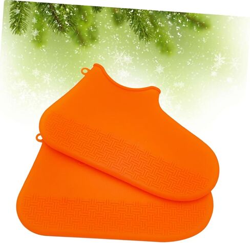 DOITOOL 1 Pair Rain Boot Covers Shoe Protectors Outdoor Hiking Shoe Covers Orange Silicone Shoes Case Anti-skid Overshoes Anti-slip Shoe Cover Thicken Snowshoe Covers Men and Women in Saudi Arabia