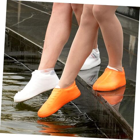 DOITOOL 1 Pair Rain Boot Covers Shoe Protectors Outdoor Hiking Shoe Covers Orange Silicone Shoes Case Anti-skid Overshoes Anti-slip Shoe Cover Thicken Snowshoe Covers Men and Women in Saudi Arabia