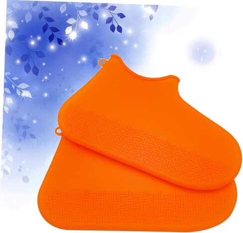 DOITOOL 1 Pair Rain Boot Covers Shoe Protectors Outdoor Hiking Shoe Covers Orange Silicone Shoes Case Anti-skid Overshoes Anti-slip Shoe Cover Thicken Snowshoe Covers Men and Women in Saudi Arabia