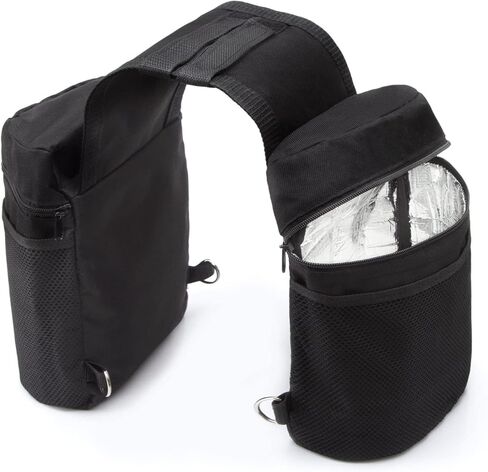 حقائب سرج معزولة من بلوموك، مبرد لركوب الخيل، حقائب قرن أمامية للحصان للسروج الغربية والإنجليزية مع خياطة معززة وجيب شبكي خارجي لحامل العتاد (أسود) in Kuwait