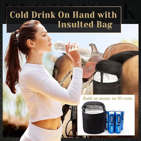 حقائب سرج معزولة من بلوموك، مبرد لركوب الخيل، حقائب قرن أمامية للحصان للسروج الغربية والإنجليزية مع خياطة معززة وجيب شبكي خارجي لحامل العتاد (أسود) in Kuwait