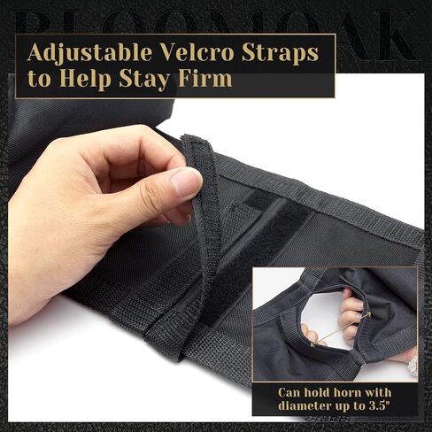 حقائب سرج معزولة من بلوموك، مبرد لركوب الخيل، حقائب قرن أمامية للحصان للسروج الغربية والإنجليزية مع خياطة معززة وجيب شبكي خارجي لحامل العتاد (أسود) in Kuwait