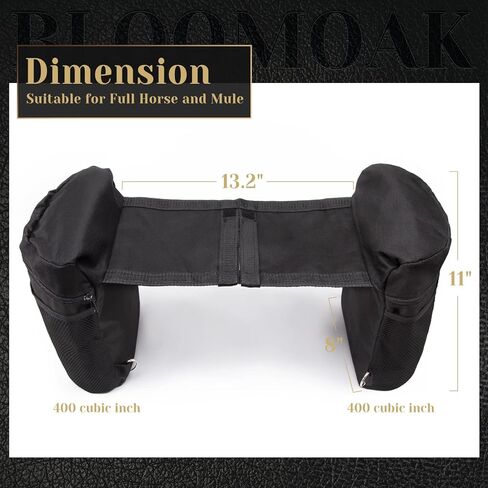 حقائب سرج معزولة من بلوموك، مبرد لركوب الخيل، حقائب قرن أمامية للحصان للسروج الغربية والإنجليزية مع خياطة معززة وجيب شبكي خارجي لحامل العتاد (أسود) in Kuwait