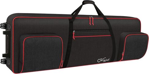 حافظة لوحة مفاتيح SNIGJAT 88 بعجلات (الداخل: 57.2 بوصة × 18.2 بوصة × 6.8 بوصة)، حقيبة بيانو دوارة مبطنة مع مقبض سحب قوي وأشرطة كتف قابلة للتعديل، حقيبة لوحة مفاتيح مع مساحة تخزين ثلاثية الجيوب in Kuwait