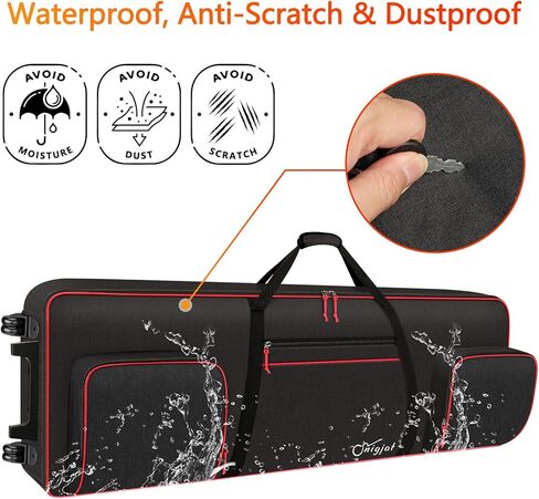 حافظة لوحة مفاتيح SNIGJAT 88 بعجلات (الداخل: 57.2 بوصة × 18.2 بوصة × 6.8 بوصة)، حقيبة بيانو دوارة مبطنة مع مقبض سحب قوي وأشرطة كتف قابلة للتعديل، حقيبة لوحة مفاتيح مع مساحة تخزين ثلاثية الجيوب in Kuwait