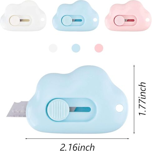9 Pieces Cloud Mini Box Cutter, Retractable Cat Paw and Cloud Shaped Letter Opener for Envelope Cardboard Crafting, Cute Stationary Aesthetic School Office Supplies in Saudi Arabia