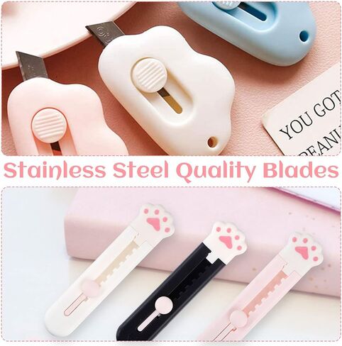 9 Pieces Cloud Mini Box Cutter, Retractable Cat Paw and Cloud Shaped Letter Opener for Envelope Cardboard Crafting, Cute Stationary Aesthetic School Office Supplies in Saudi Arabia