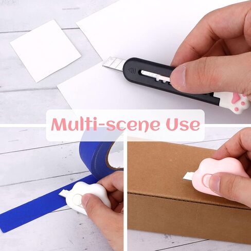 9 Pieces Cloud Mini Box Cutter, Retractable Cat Paw and Cloud Shaped Letter Opener for Envelope Cardboard Crafting, Cute Stationary Aesthetic School Office Supplies in Saudi Arabia