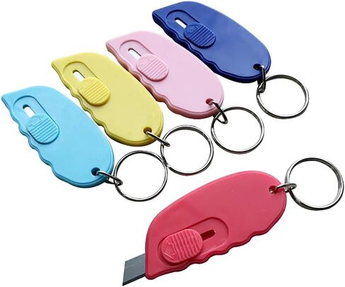 5 Pcs Box Cutter Knives Mini Utility Knives Small Plastic Letter Openers Cute Pocket Knives with Keychain Office School Supplies in Saudi Arabia