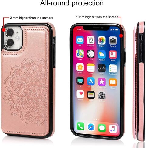 حافظة محفظة مصممة لهاتف iPhone 12 Pro/iPhone 12 مع حامل بطاقة، جلد PU منقوش بماندالا مع فتحات لبطاقة الائتمان بمسند مغناطيسي وغطاء قلاب نحيف لهاتف iPhone 12/12 Pro 6.1 بوصة (أرجواني) in Kuwait