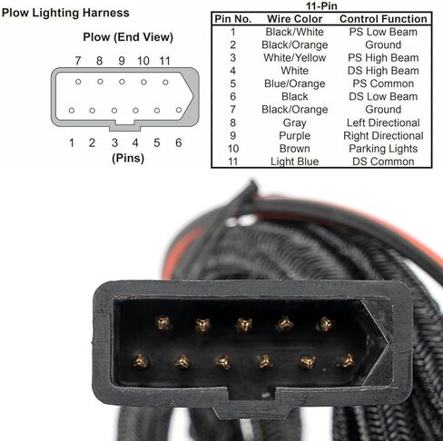 26347 26377 11 دبوسًا لتسخير الأسلاك الخفيفة الجانبية 3 قابس مع غطاء غبار وربطة عنق متوافقة مع محاريث Western SnowEx فيشر بليزارد محاريث الثلج in Kuwait