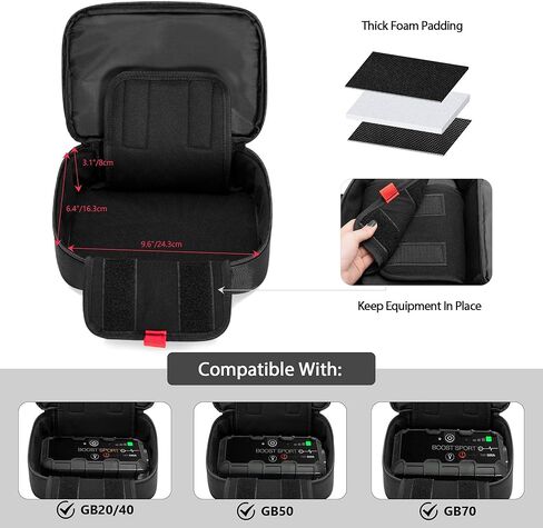 حقيبة حمل Jump Starter لبطارية السيارة متوافقة مع NOCO GB20/GB40/GB50/GB70 Jump Starter، حقيبة Jump Starter المحمولة مع جيب ملحق، حقيبة تخزين Jump Starter، أسود (حقيبة فقط) in Kuwait