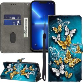 Alilang for Samsung Galaxy A36 5G/ GALAXY A56 5G CASE مع حامل بطاقة الائتمان ، Flip Book Pu Leather Gettolting Magnetic Cover for Galaxy A36 Case-Diamond Butterfly