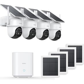 AOSU Security Cameras Outdoor Wireless, 4-Cam Kit with 4 Separate Solar Panels, Flexible Installation, Enhanced Charging Efficiency, and Continuous Power Supply