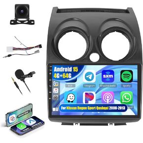 Android Car Stereo for Nissan Rogue Sport Qashqai 2008 2009 2010 2011 2012 2013 with CarPlay Android Auto 26UI 2GB+64GB - Circle Version