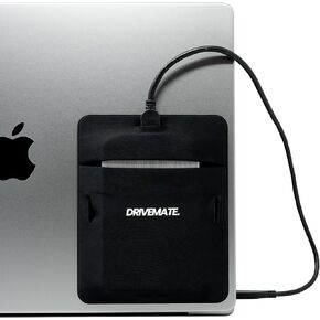 DriveMate - External Hard Drive Case - SSD Holder for Laptop - Portable Hard Drive Holder - Fits Most Drives, Airpods, Airtag, Cords, Sunglasses, Smartphones - Reusable Adhesive Pocket Pouch - Black
