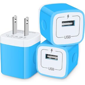 USB Charger, iPhone Wall Charger Block, 2.1A/5V 3Pack iPhone Fast Charging Block Charger Cube Plug Outlet for iPhone 15 14 13 12 11 Pro Max SE XR XS X, Samsung Galaxy S23 S22 A54 Note 20, LG, Pixel 8
