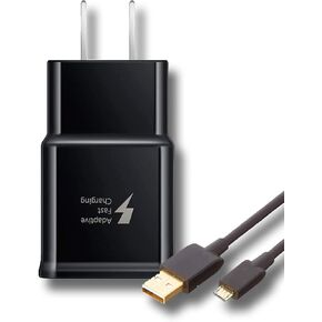Adaptive Fast Wall Adapter Micro USB Charger for Samsung galaxys A10s Bundled with UrbanX Micro USB Cable Cord 4ft Super Fast Charging Kit - 2 Items - Black