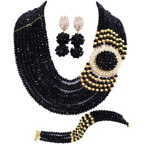 Crystal Royal Blue Beads Jewelry Set African Necklaces for Women Nigerian Wedding Jewelry Sets