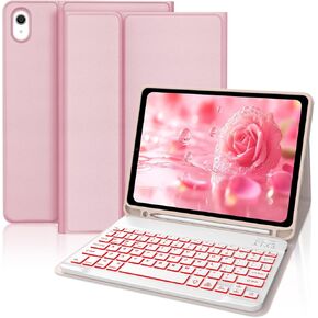 IVEOPPE for iPad 11th 10th Generation Case with Keyboard, 7 Colors Backlit Wireless Detachable Bluetooth Keyboard for iPad 11-inch A16 2025 10th Gen 10.9 Inch 2022, Flip Stand Case,Purple