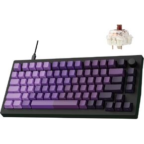 X4 QMK Wired Mechanical Keyboard, 75% Layout South-Facing Red Backlit, Side-Printed Double-Shot PBT Keycaps with Linear Red Mechanical Switch for Windows