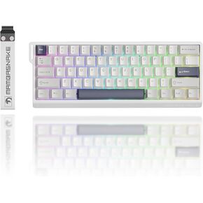 ATTACK SHARK MAMBASNAKE X60HE Rapid Trigger Magnetic Switch 60% RGB Wireless Mechanical Gaming keyboard,2.4Ghz/BT/Wired,8KHZ Polling Rate,0.01mm Adjustable Actuation,Web Driver for Win/Mac(Star White)