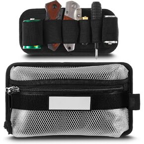 Aliceset Tactical Mesh Zipper Pouch and Elastic EDC Organizer Insert Panel, MOLLE Admin Pouch Modular EDC Tool Organizer Hook Back Utility Storage with Writeable ID Patch for Backpack Accessories