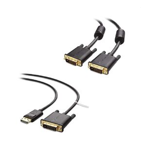 Cable Matters DVI to DVI Cable with Ferrites (DVI Dual Link Cable) 6 Feet & DisplayPort to DVI Cable (DP to DVI Cable)