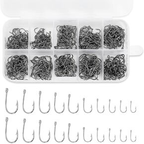 500 PCS Carbon Steel Hooks Fishing Fishing Wick With Hroupal Octopus Octopus Hooks for Saltwater Freshwater Ice Fishing Fishable Hooks (10 size)