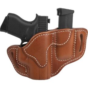 1791 Gunleather G43 Holster, OWB Leather Gun and Mag Holster for Belts. Compatible with Glock 43, Ruger LC9, SR22, Kimber Micro, Hellcat OSP and Others.